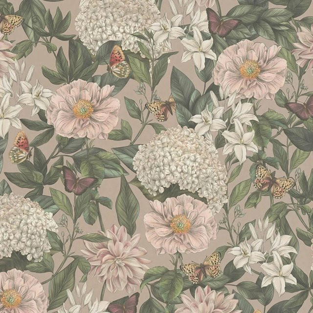 PROFHOME Floral Tapete Blumenmuster Matt in Rosa Grün Weiß Orange, Breite: 0,53 m, Länge: 10,05 m - Bild 1