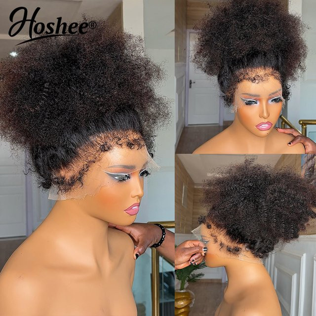 HOSHEE Echthaar-Perücke, Mongolische Afro-Locken, Remy-Echthaar, 250% Dichte - Bild 1