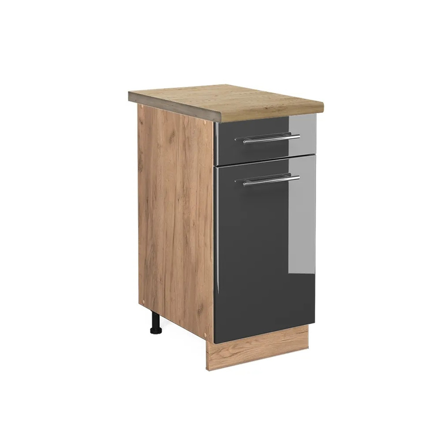 Vicco Küchenunterschrank Fame-Line in Anthrazit Hochglanz und Goldkraft Eiche mit Soft-Close-Türen, B/T/H: 40 x 60 x 82 cm - Bild 2
