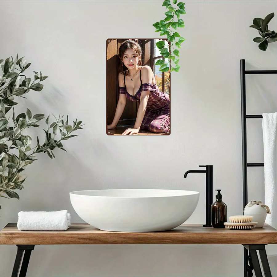 CIFBUY Vintage Anime Mädchen Metall-Wandkunst Dekoration, Rechteckiges Wandbild in Multicolour, Breite: 20,32 cm, Höhe: 30,48 cm, Tiefe: 30,48 cm - Bild 2