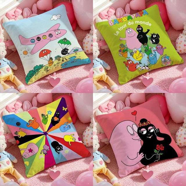 Barbapapa Kissenbezug aus weichem Plüschstoff in Multicolor, doppelseitig bedruckt - Bild 1