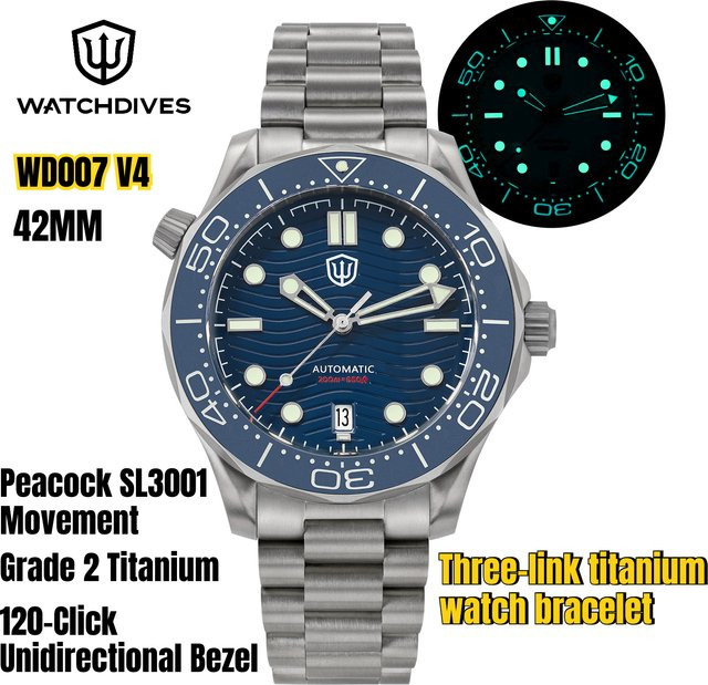 Watchdives Armbanduhr, Automatik, Titan, 42 mm, Textil/NATO, Unisex - Bild 1