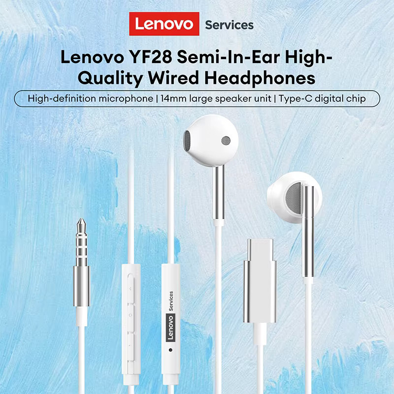Lenovo YF28 Universelle Kabelgebundene Stereo-Kopfhörer mit USB-C und 3,5mm Klinke - Bild 2