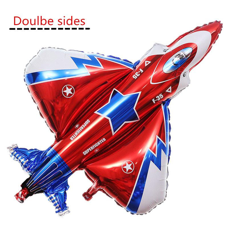 Houspace Kampfflugzeug Folienballon in Rot mit Sternen für Kindergeburtstag Dekoration, B: 87 cm, H: 93 cm - Bild 2
