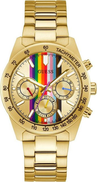 Guess Herrenuhr, Quarz, Edelstahl, Gold, 42 mm, Analoguhr - Bild 1
