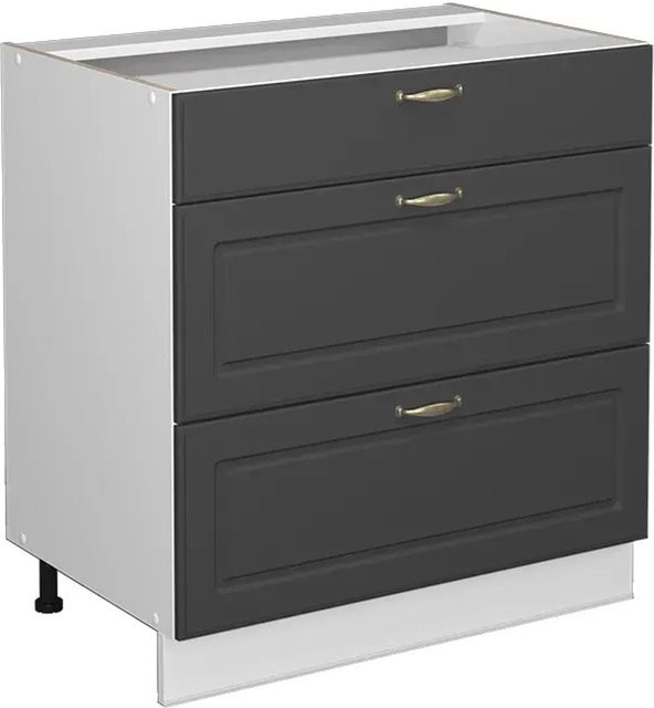 Vicco Küchenunterschrank Fame-Line in Anthrazit-Gold/Weiß mit 3 Schubladen, Breite: 80 cm - Bild 1