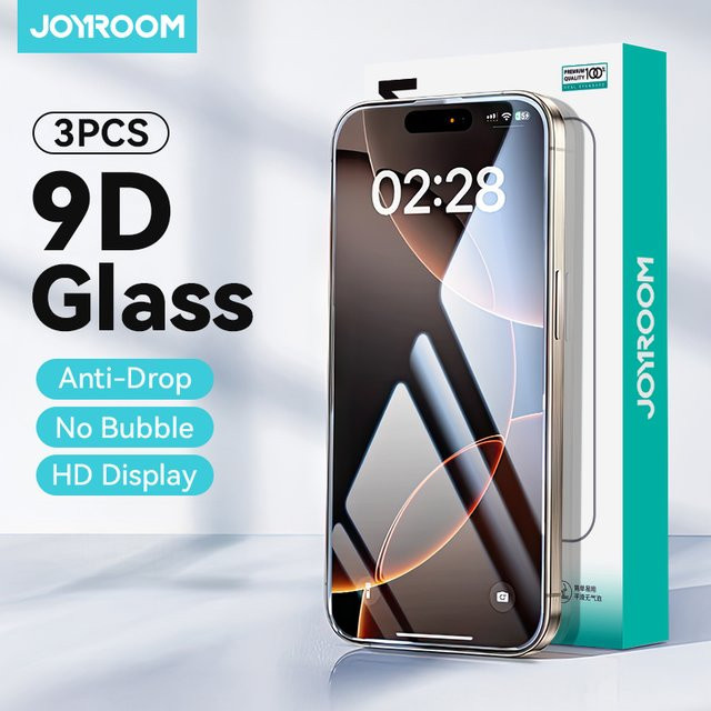 Joyroom HD Panzerglas Displayschutzfolie für iPhone 18 17 16 15 14 13 12 Pro Max in Transparent - Bild 1