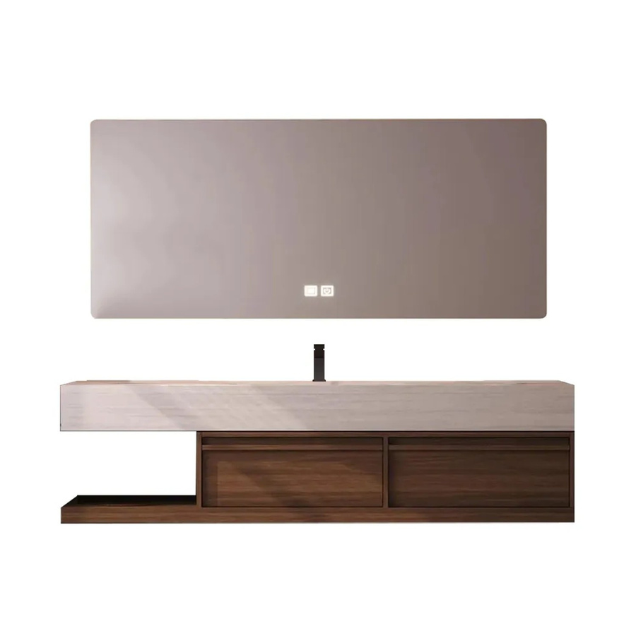 360Home Waschtisch Set Sinterstein in Stone mit Unterschrank und Spiegel, Breite: 120 cm - Bild 2