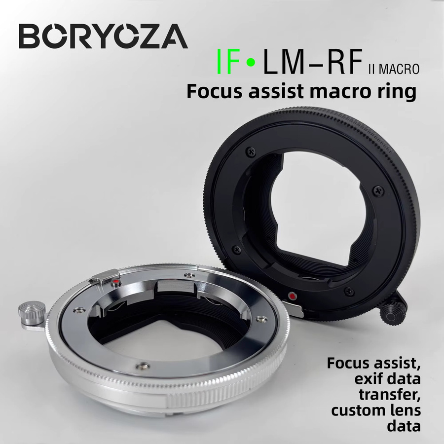 BORYOZA LM-RF II Elektronischer Makro-Adapterring für Leica M-Objektive auf Canon R, Silber - Bild 1