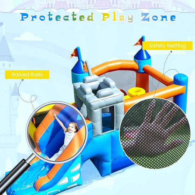 RTS inflatable Hüpfburg, 2 Rutschen, Bällebad, Basketball, 16 x 12 Fuß - Bild 1
