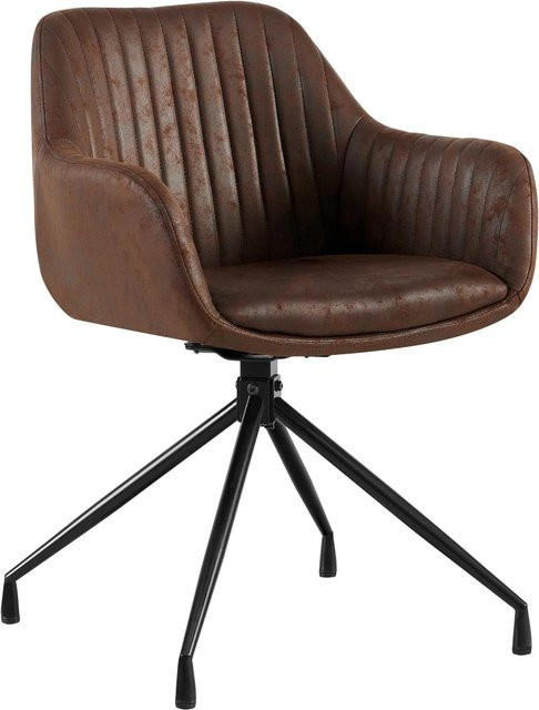 DELUKE Esszimmerstuhl MILON in Dunkelbraun aus Kunstleder und Samt mit Metallgestell, B/T/H: 58 x 58 x 81 cm - Bild 1
