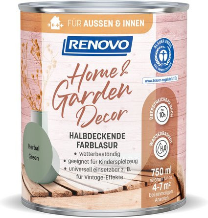 RENOVO Farblasur Home & Garden Decor seidenmatt in Herbal Green, 750 ml - Bild 1