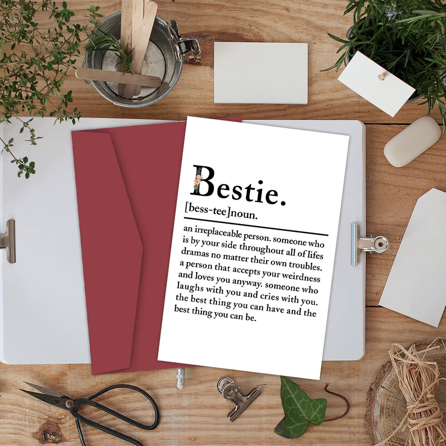 Lustige Geburtstagskarte für die beste Freundin in Weiß mit Bestie-Definition-Motiv - Bild 3