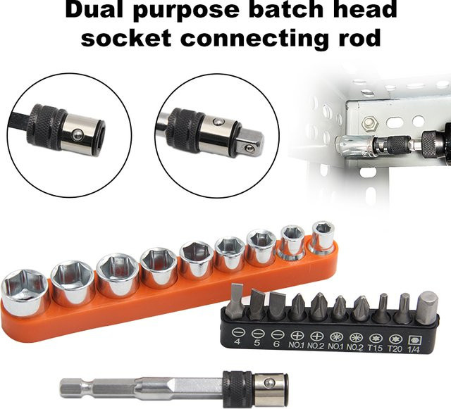 Mr Drill Tragbarer Dual-Purpose Sechskantschraubendreher-Bit mit quadratischem Kopf als Verlängerungsstange für elektrische und pneumatische Werkzeuge - Bild 1