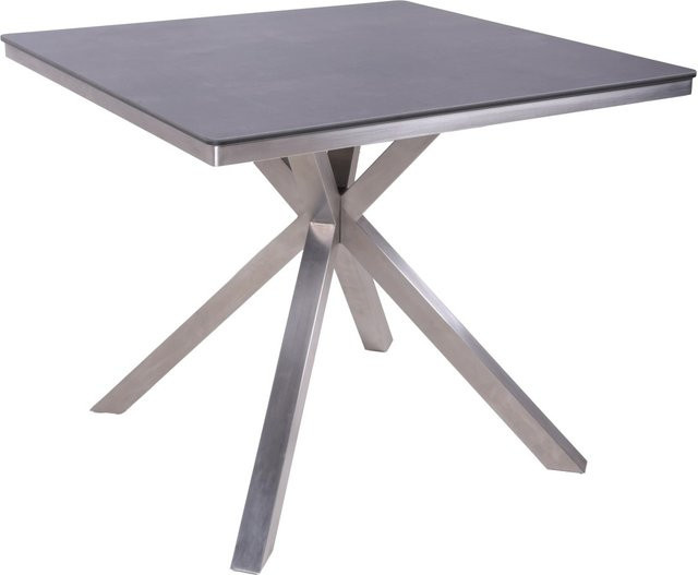 Garden Pleasure Gartentisch Modena quadratisch aus HPL und Edelstahl in Braun-Silber B/T: 90 x 90 cm - Bild 1
