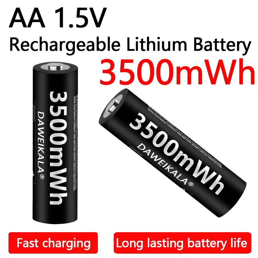 DAWEIKALA AA-Lithium-Akku 1,5 V in Schwarz für Schlüsselanhänger, kabellose Türklingeln und Deckenventilatoren - Bild 2