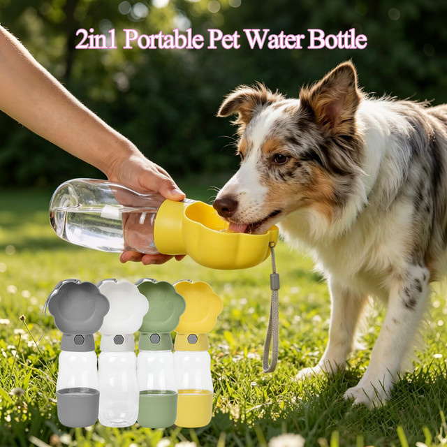 Holapet 2-in-1 Hunde-Wasserflasche mit Futterbehälter in Green, tragbarer Trinknapf für kleine und große Hunde, Höhe: 26,5 cm, Breite: 11,0 cm - Bild 1