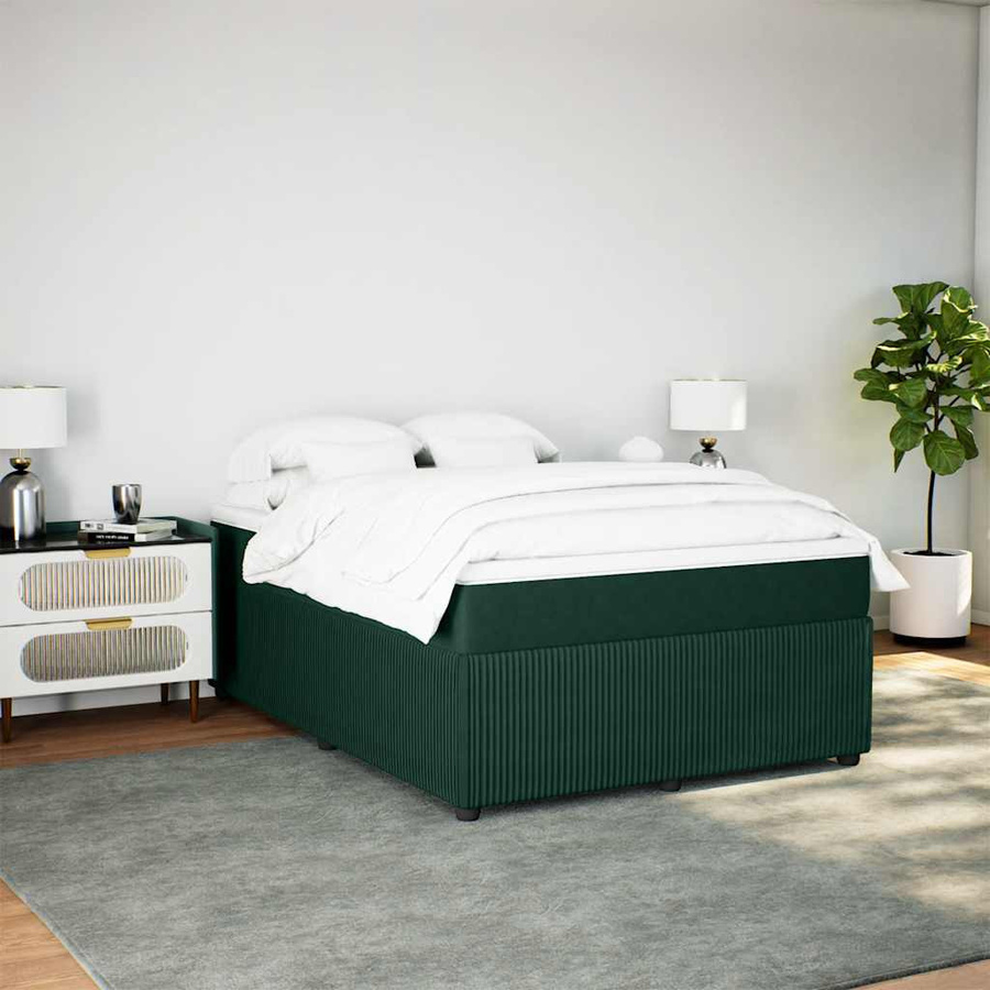 vidaXL Boxspringbett mit Matratze in Dunkelgrün aus Samt, B/T/H: 160 x 200 cm - Bild 3
