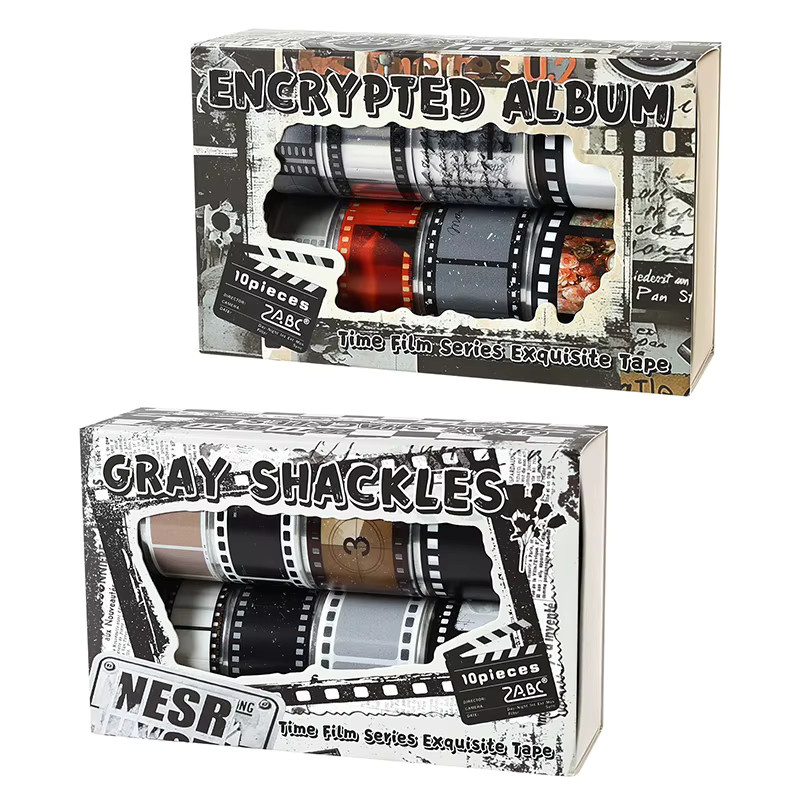 10-Rollen-Set Washi Tape im Retro-Film-Design aus PET für DIY-Scrapbooking und Kartenherstellung, Mehrfarbig - Bild 6