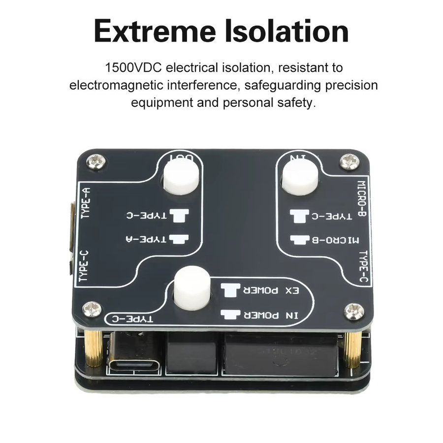 diymore U8Pro USB 2.0 High-Speed Isolator mit Audio-Rauschunterdrückungsfilter, Schwarz - Bild 2