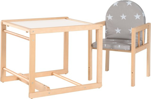Roba Kombihochstuhl Little Stars aus Buche in Braun und Weiß mit gepolstertem Sitz und Armlehnen, wandelbar zu Tisch und Stuhl, B/T/H: 54,0 x 44,0 x 88,0 cm - Bild 1