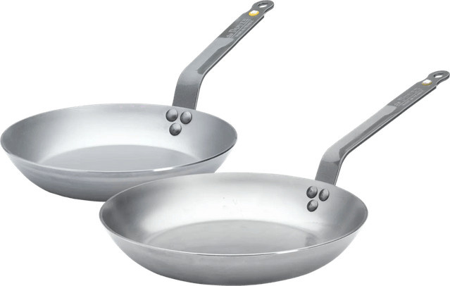 De Buyer Mineral B Bratpfannenset aus Carbonstahl, 2 Stück, Silber, Durchmesser: 24 cm und 28 cm - Bild 1