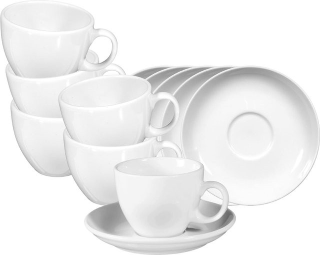 Seltmann Weiden Cappuccinotassen mit Untertassen VIP in Weiß, 6er Set, 220 ml - Bild 1