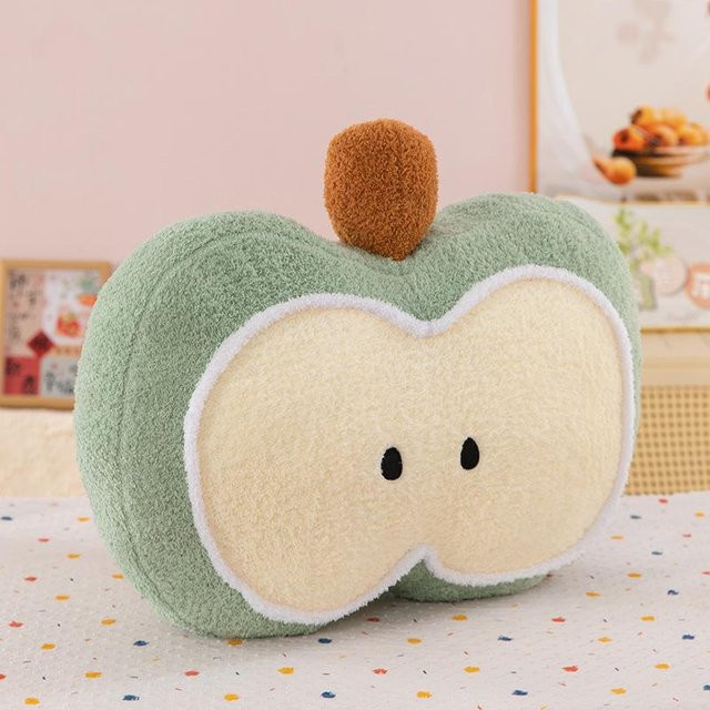Apfel-Dekokissen von Joyful toys in Grün, weiches Plüsch-Sitzkissen für Sofa und Wohnzimmer, Breite: 40 cm, Höhe: 50 cm - Bild 1