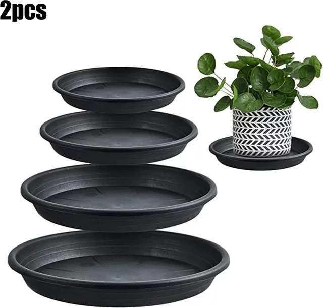 Vibratite Pflanzenuntertassen aus Kunststoff, Set aus 2 Stück, Schwarz, Durchmesser: 13,9 cm - Bild 1
