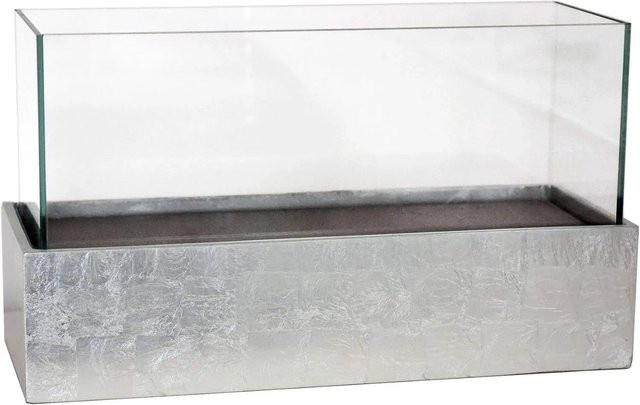 Vivanno Tischwindlicht Candelito in Blattsilber aus Glas und Fiberglas, B/T/H: 20 x 20 x 29 cm - Bild 1