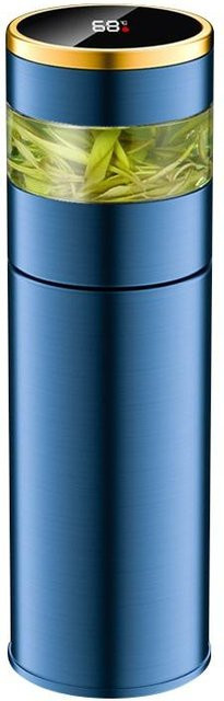 Intelligente Vakuum-Tasse aus 304 Edelstahl mit LED-Temperaturdisplay und Glaspartition, Blau, 450ml - Bild 1