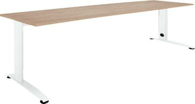 Schäfer Shop Select Schreibtisch LOGIN, manuell höheneinstellbar, C-Fuß, B/T/H: 180 x 80 x 66,0-82,0 cm, Eiche/verkehrsweiß - Bild 1