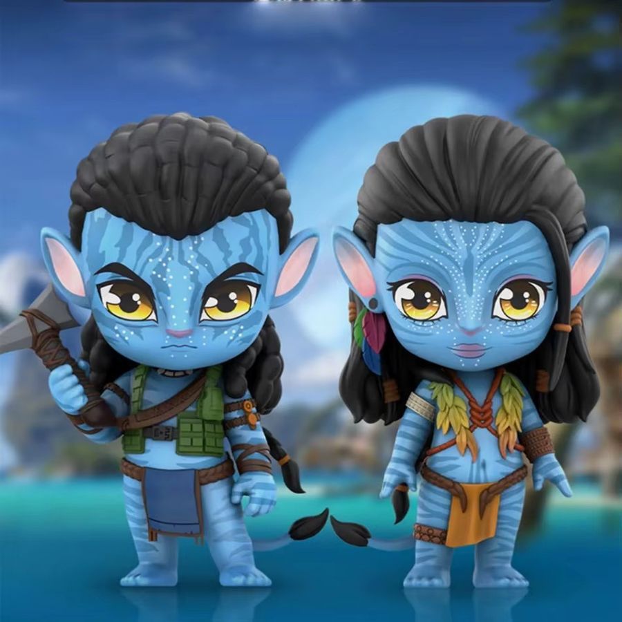 Avatar Kawaii Minifiguren Jake Sully und Neytiri Na'vi aus blauem PVC - Bild 1