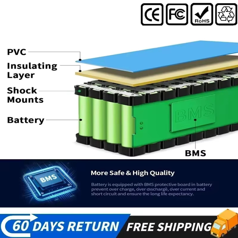 Ddadache Lithium-Ionen-Akku 36V 100Ah Blau, 10S3P 18650 Akku-Pack mit BMS und Ladegerät für Elektrofahrzeuge, Roller und modifizierte Fahrräder - Bild 4
