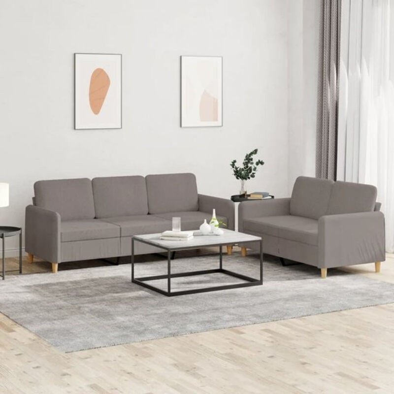2-teilige moderne Sofagarnitur mit Kissen von vidaXL in Taupe meliert aus Stoff und Polyester - Bild 1