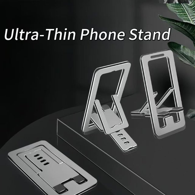 Faltbarer und tragbarer Desktop-Ständer aus Aluminiumlegierung für Telefone und Tablets in Silber - Bild 1