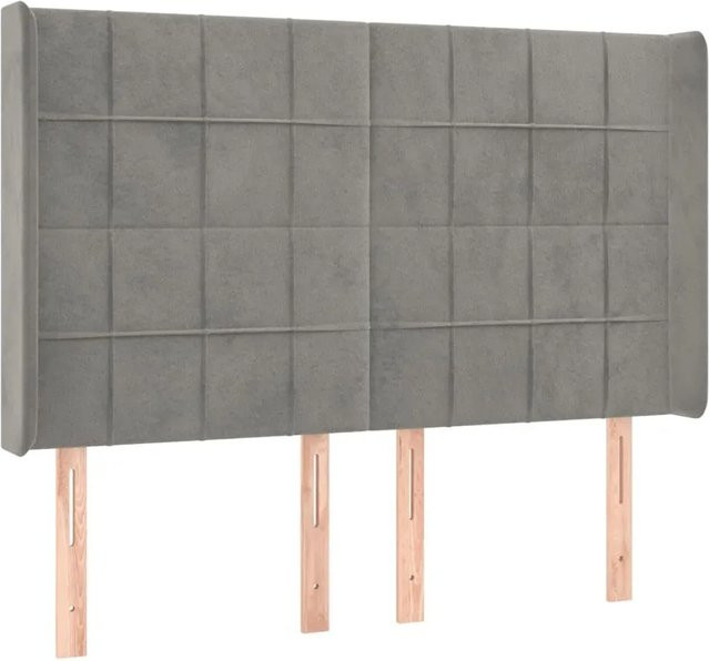 vidaXL LED Kopfteil aus Samt in Hellgrau mit integrierter Beleuchtung und USB-Ladeport, B/H/T: 147 x 118 x 16 cm - Bild 1