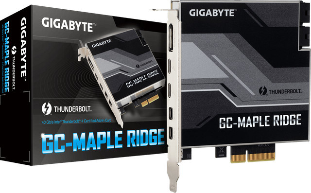 Gigabyte GC-MAPLE RIDGE PCIe USB-Erweiterungskarte mit Thunderbolt 4, DisplayPort und USB 3.2 Gen 2 in Schwarz und Grau - Bild 1