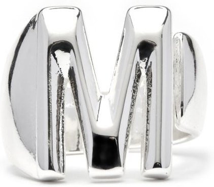LUXENTER Ring, Alphabet Buchstabe M, Rhodiumbeschichtet, Silberfarbenes Zirkonia grau, Damen - Bild 1
