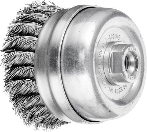 PFERD Topfbürste TBGR mit Stützring für Winkelschleifer, Durchmesser: 80 mm, Gewinde: M14, Stahl-Draht-Ø: 0,50 mm, Farbe: Silber - Bild 1