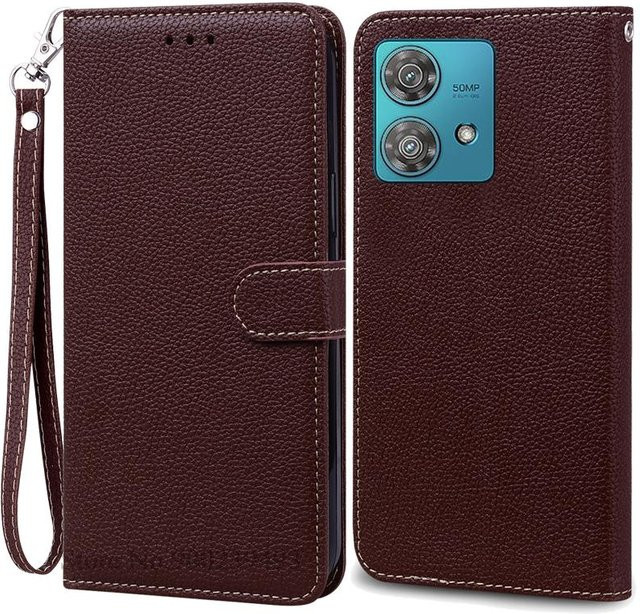 Leder-Brieftasche Flip Case für Motorola Edge 40 Neo in Braun - Bild 1