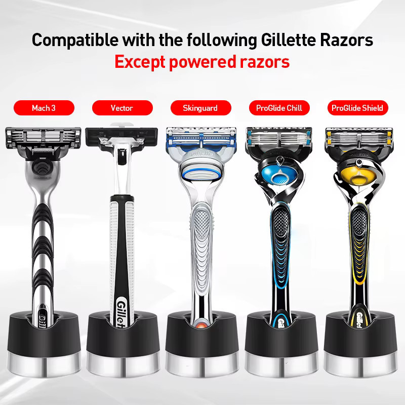 YUNCHI Abtropfständer mit magnetischer Basis für Gillette Razor, Silber, Schwarz - Bild 6