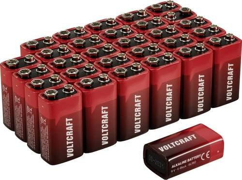 Voltcraft 9V Block-Batterie Alkali-Mangan, 550 mAh, 30 Stück, Rot - Bild 1