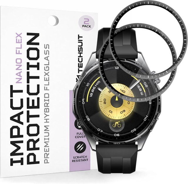 Techsuit Schutzfolie Nano Flex für Huawei Watch GT 6 46mm, Kunststoff, Schwarz - Bild 1