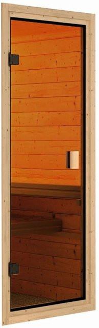 Karibu Saunatür Classic Glastür Bronze Gold mit Holz und Glas - Bild 1
