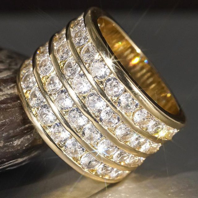 Huitan Damenring, goldfarben, Zirkonia - Bild 1