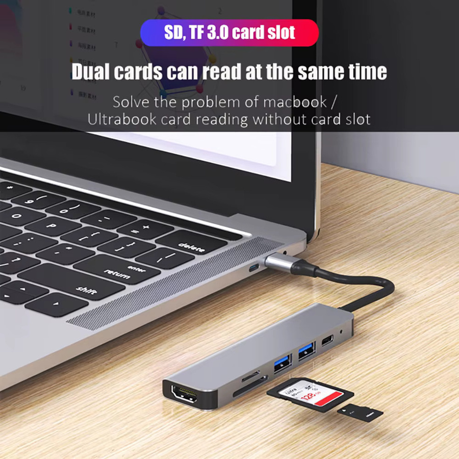6-in-1 USB-C-Hub von kebidumei mit 4K HDMI, SD/TF-Kartenslot und PD-Schnellladefunktion für MacBook und andere USB-C-Geräte - Bild 5