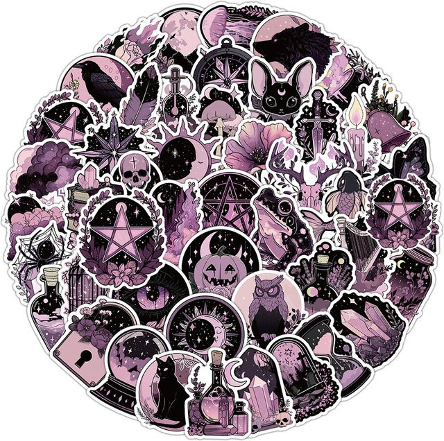 Charile Gothic Cartoon ästhetische Aufkleber, schwarz und rosa - Bild 1