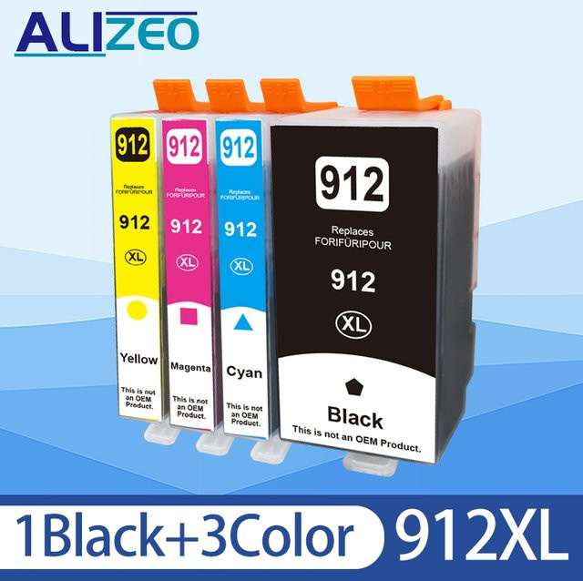 ALIZEO 912 XL Tintenpatronen Set kompatibel mit HP Officejet 8022 8025 8020 8024 8023 8010 8012 8014 8017 in Schwarz und Multicolor - Bild 1