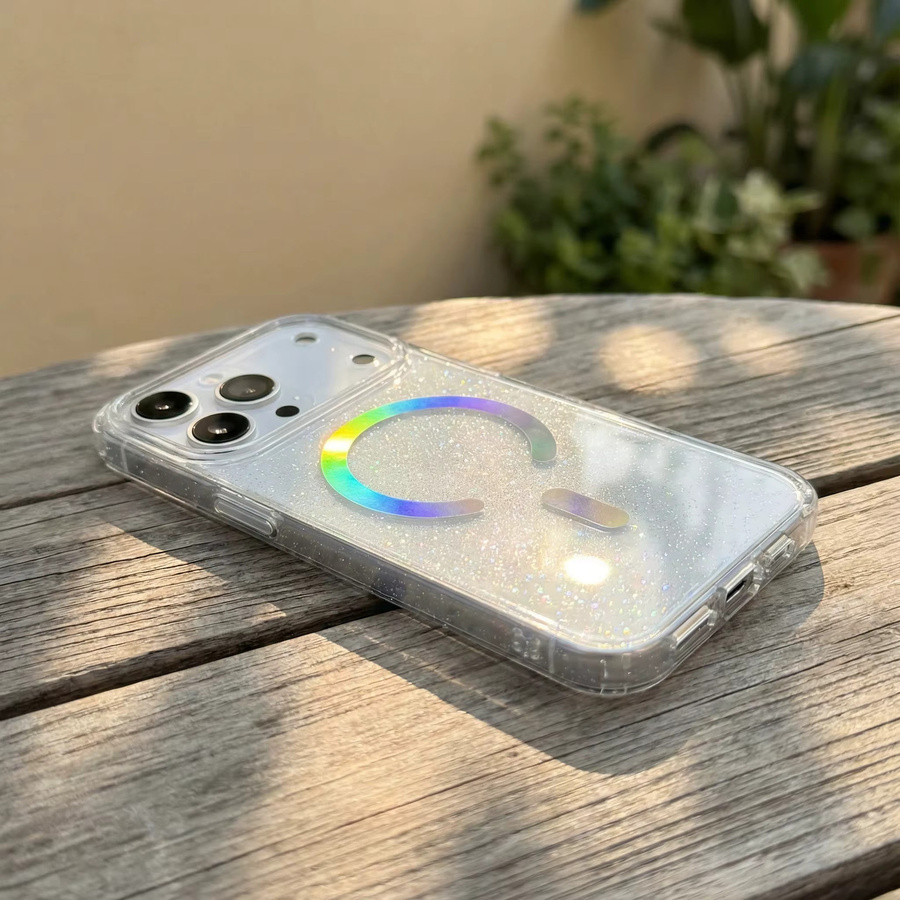 ZEAMAR Magnetische Handyhülle mit Glitzer-Effekt für iPhone 17 Air 16E 15 14 Plus 13 12 11 Pro Max, Transparent, MagSafe kompatibel - Bild 3